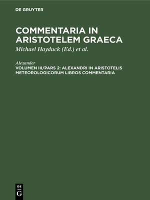 cover image of Alexandri in Aristotelis Meteorologicorum libros commentaria